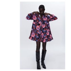 ZARA FLORAL PRINT DRESS MULTICOLORED NWT